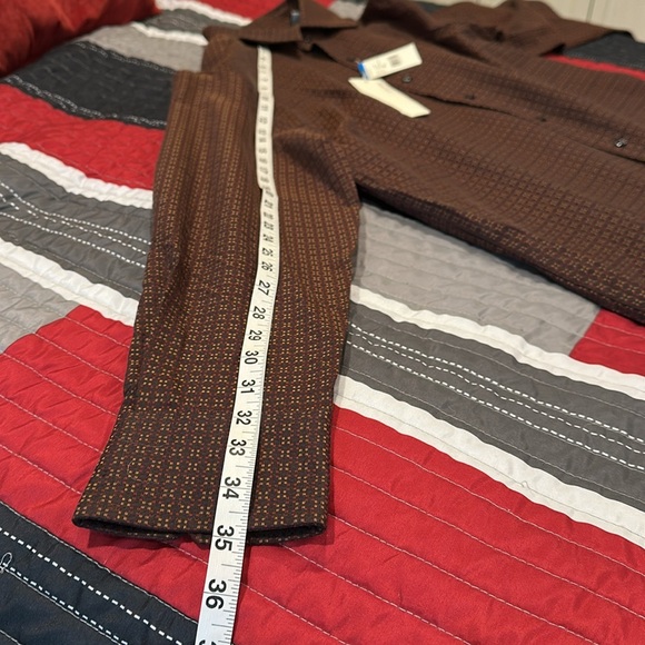 NWT Perry Ellis Men's Brown Patterned Shirt - Picture 8 of 10
